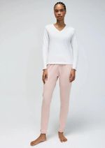 Pijama Longo Feminino Decote V Branco-off White G