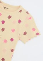 Blusa Infantil Menina Manga Curta Em Ribana Estampada