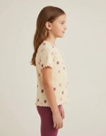 Blusa Infantil Menina Manga Curta Em Ribana Estampada