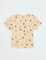 Blusa Infantil Menina Manga Curta Em Ribana Estampada