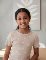 Blusa Infantil Menina Manga Curta Em Ribana Estampada