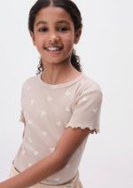 Blusa Infantil Menina Manga Curta Em Ribana Estampada