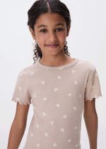 Blusa Infantil Menina Manga Curta Em Ribana Estampada
