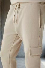 Calça Em Moletom Masculina Cargo Marrom-claro M
