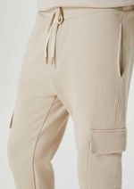 Calça Em Moletom Masculina Cargo Marrom-claro M