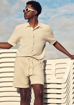 Bermuda Masculina Texturizada Com Linho
