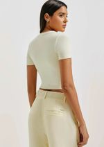 Blusa Básica Feminina Cropped Em Ribana Canelada