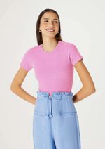 Blusa Básica Feminina Cropped Em Ribana Canelada