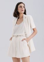 Shorts Feminino Cintura Alta Em Alfaiataria