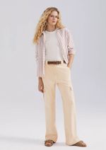 Calça De Sarja Feminina Wide Leg Cargo Estonada