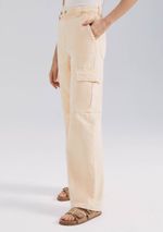 Calça De Sarja Feminina Wide Leg Cargo Estonada