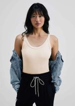 Blusa Regata Básica Feminina Modelagem Slim Em Ribana