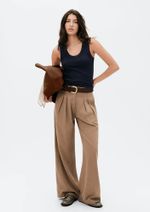 Calça Feminina Reta Cintura Média Em Liocel