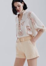 Shorts Feminino Em Sarja Com Cinto
