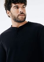 Camiseta Masculina Henley Texturizada