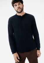 Camiseta Masculina Henley Texturizada