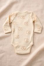 Body Manga Longa Bebê Unissex Em Ribana Bege 6-9 M