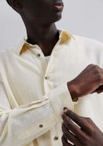 Camisa Masculina Manga Longa Listrada Em Linho
