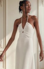 Vestido Midi Evasê Com Linho E Alças Finas