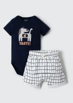 Conjunto Bebê Menino Body Com Shorts Xadrez