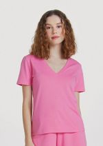 Blusa Básica Feminina Em Algodão Com Decote V