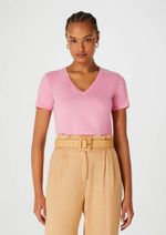 Blusa Básica Feminina Em Algodão Com Decote V