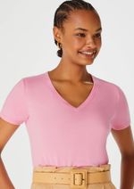 Blusa Básica Feminina Em Algodão Com Decote V