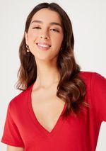 Blusa Básica Feminina Em Algodão Com Decote V