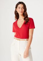 Blusa Básica Feminina Em Algodão Com Decote V