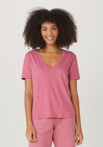 Blusa Básica Feminina Em Algodão Com Decote V