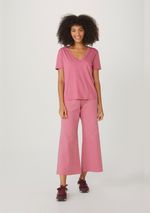 Blusa Básica Feminina Em Algodão Com Decote V