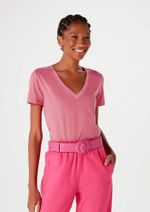 Blusa Básica Feminina Em Algodão Com Decote V