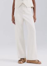 Calça De Sarja Feminina Wide Leg Cintura Média