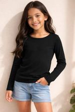 Blusa Básica Infantil Menina Manga Longa