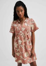 Vestido Curto Evasê Estampado Em Viscolinho