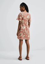 Vestido Curto Evasê Estampado Em Viscolinho