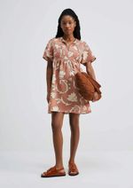Vestido Curto Evasê Estampado Em Viscolinho