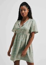 Vestido Curto Evasê Estampado Em Viscolinho