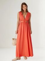 Vestido Longo Decote V Com Vazado