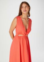 Vestido Longo Decote V Com Vazado