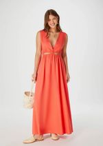Vestido Longo Decote V Com Vazado