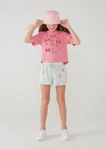 Conjunto Manga Curta Menina Em Tecido Com Shorts