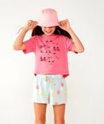 Conjunto Manga Curta Menina Em Tecido Com Shorts