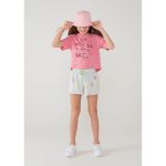 Conjunto Manga Curta Menina Em Tecido Com Shorts