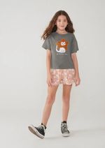 Conjunto Manga Curta Menina Em Tecido Com Shorts