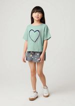 Conjunto Manga Curta Menina Em Tecido Com Shorts