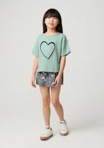 Conjunto Manga Curta Menina Em Tecido Com Shorts