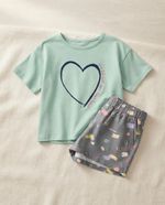 Conjunto Manga Curta Menina Em Tecido Com Shorts