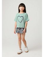 Conjunto Manga Curta Menina Em Tecido Com Shorts