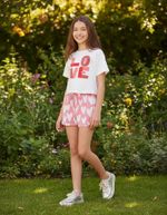 Conjunto Manga Curta Menina Em Tecido Com Shorts